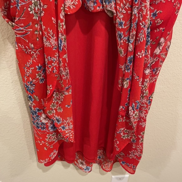 Vintage dress - classy and flirty floral print ruffled shoulders, ruched waist - Picture 5 of 8